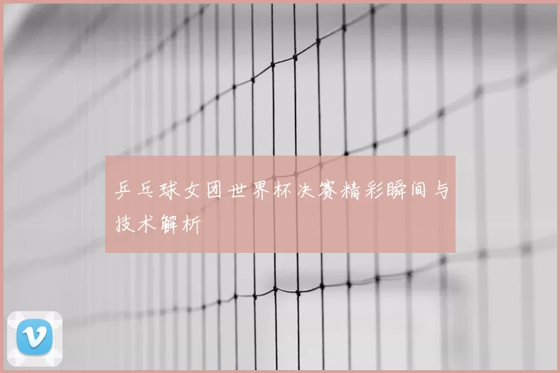 乒乓球女团世界杯决赛精彩瞬间与技术解析